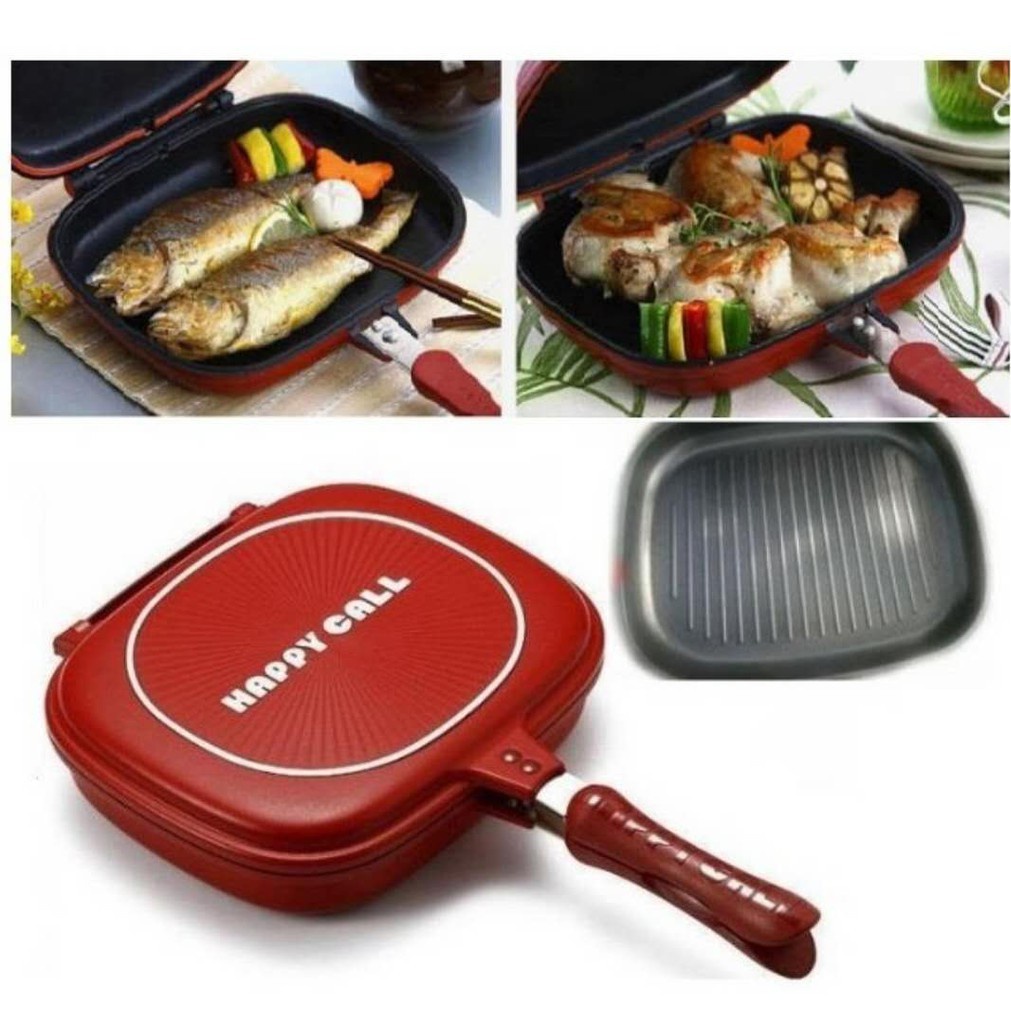 kimh Double Sided Frying/Grill NonStick Happy Call Pan Shopee