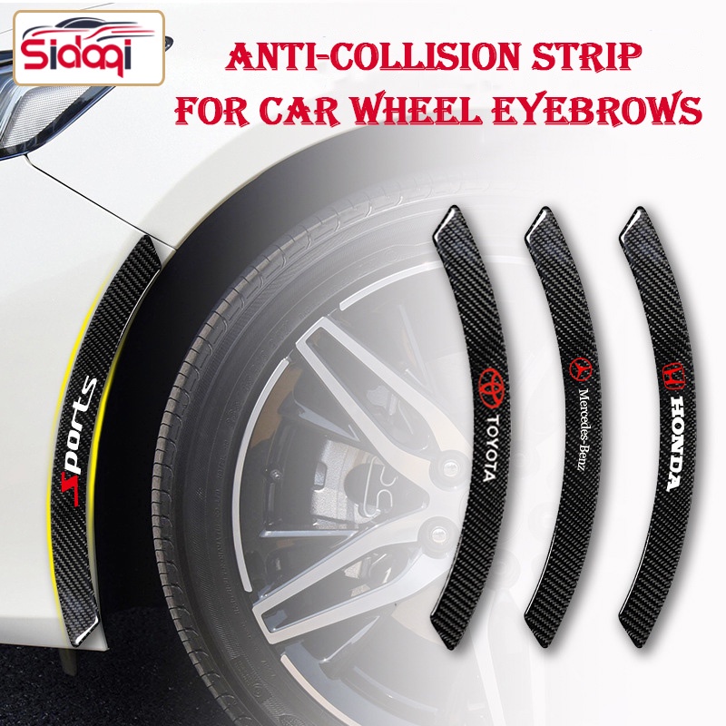 4Pieces Car Carbon Black Wheel Eyebrow Anti-Collision Protector Strip ...