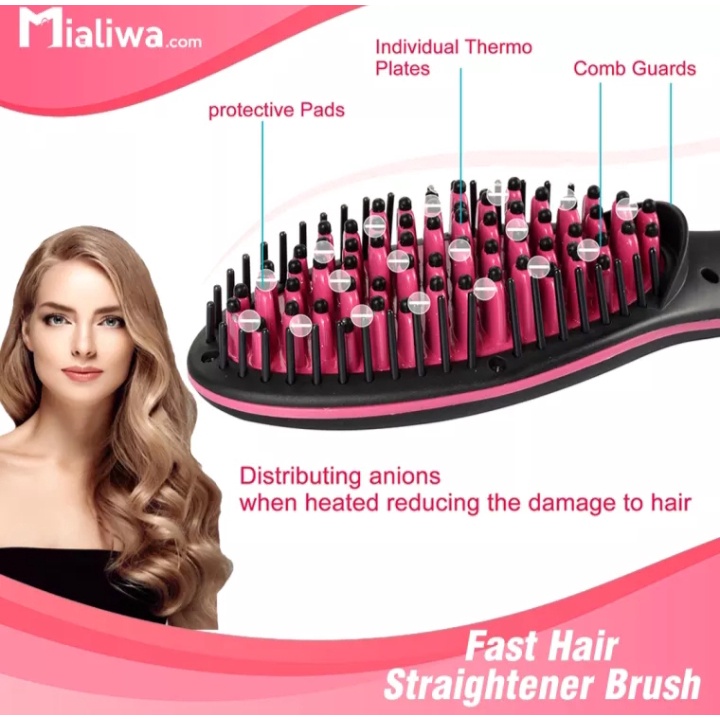 Original Fast Hair Straightener Brush HQT906 (Pink) Shopee Philippines