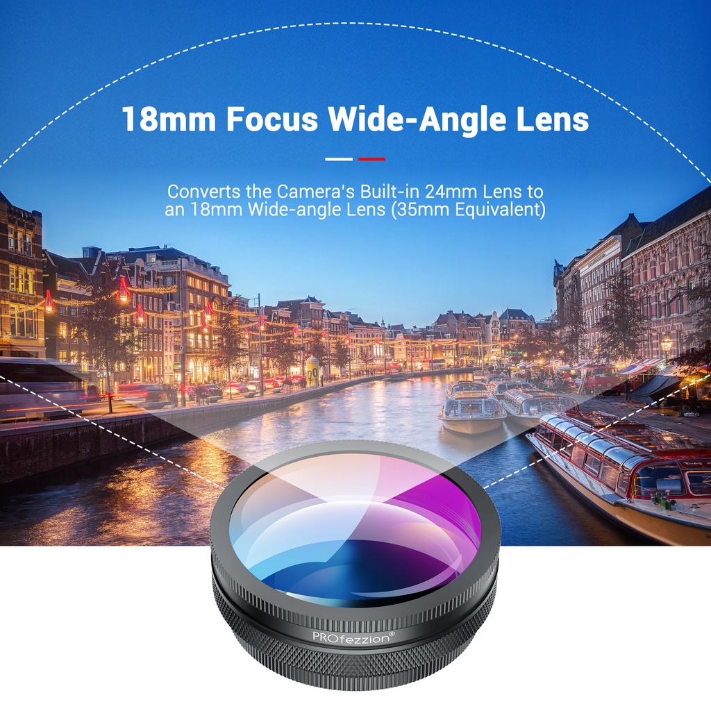 PROfezzion Add-on Lens 18mm Wide-angle 10X Macro Photography For Sony ...