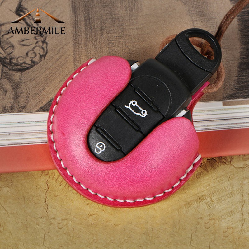 {Bestselling product}Leather Car Key Case Covers for Mini Cooper