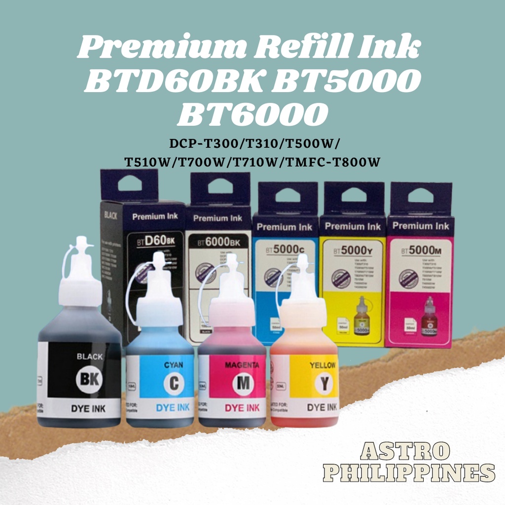 Premium BTD60BK BT5000 BT6000 Refill Ink for Brother DCP-T300 T510W ...
