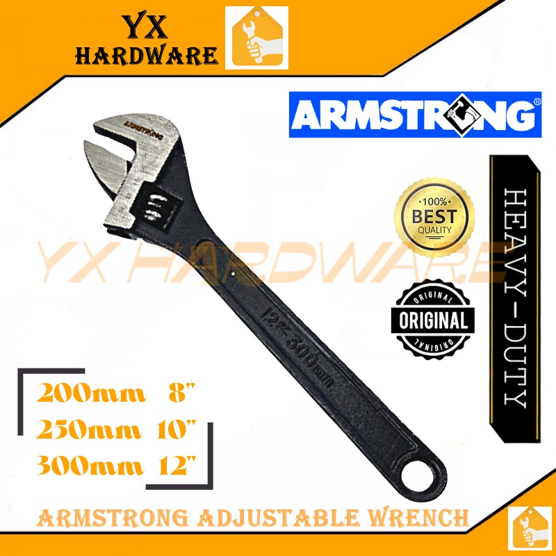 Armstrong Adjustable Wrench Spanner 8" ,10" ,12" Heavy Duty Tools Steel