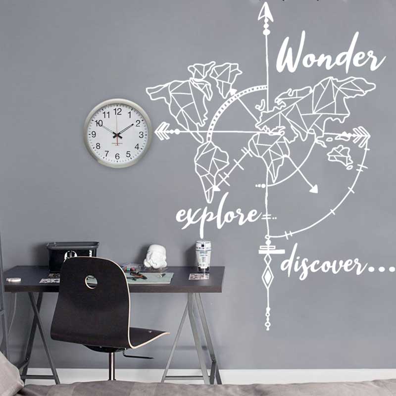 Wall Sticker Map Compass Nautical Home Bedroom Travel Agency Living
