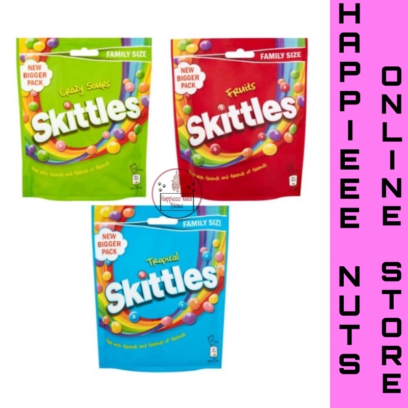 Skittles Crazy Sours, Tropical, Fruits Family Size 174g | Shopee ...