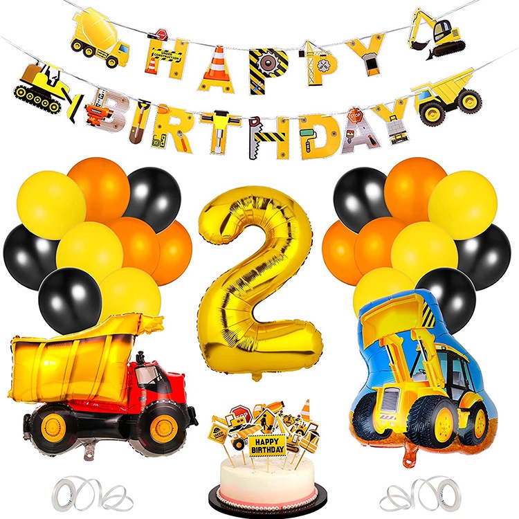 1set Construction Themed Party Decorations Latex Balloon Digger