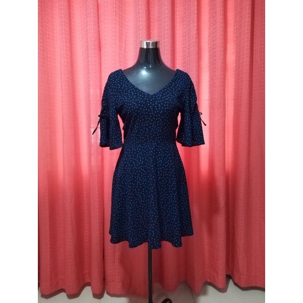 Mango blue polka top dot dress