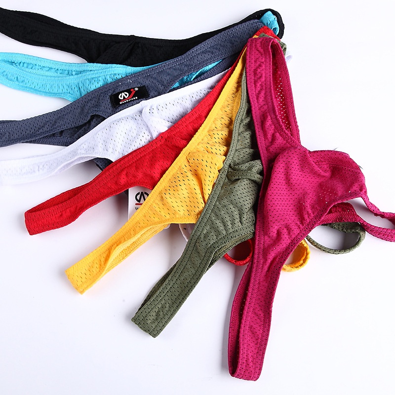 Men's Thongs Underwear Sexy Low-Waist Mesh Breathable T-Pants Nightclub ...