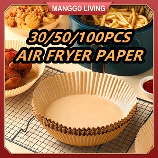 Air Fryer Disposable Paper Liner,Oil-proof Cooking Paper Non-Stick 50 PCS Air  Fryer Liners,Food Grade Baking Parchment for Air Fryer Microwave Oven,6.3  Natural Parchment Paper Air Fryer Paper,Brown 