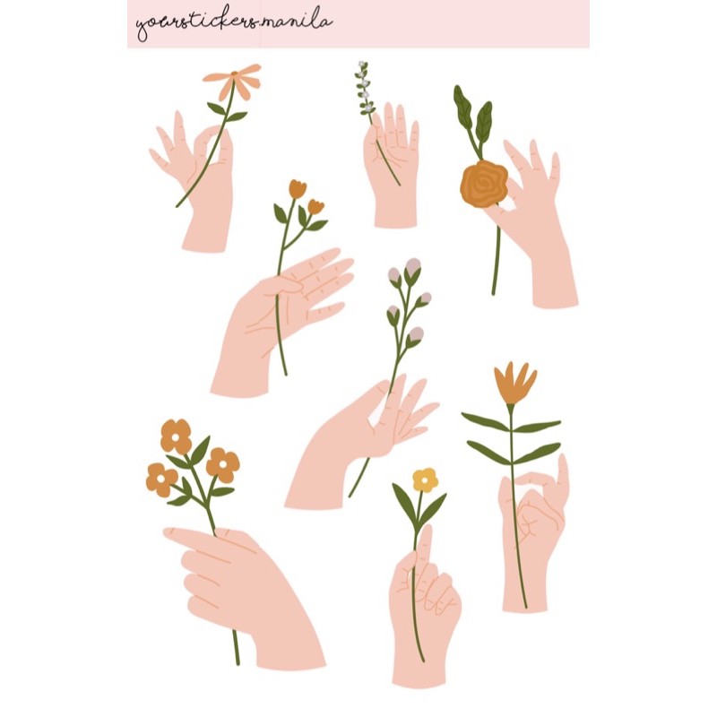 Planner Stickers - Hand Gesture with Flowers | Shopee Philippines
