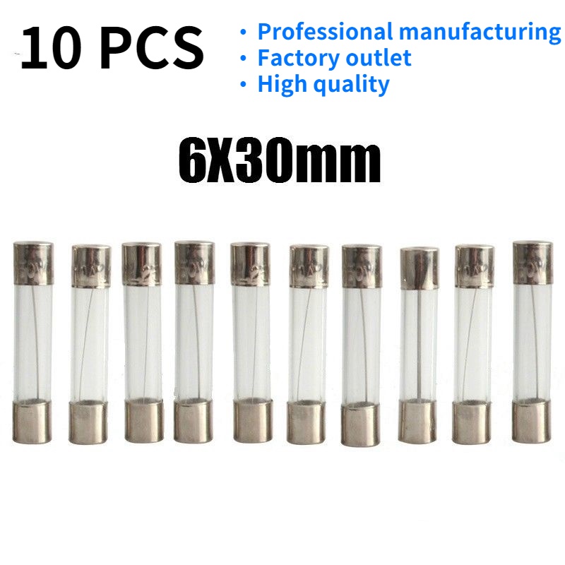 10 PCS 6x30mm Fast Glass Fuse 5A 10A 15A 20A 30A Fuses 250V Electrical ...