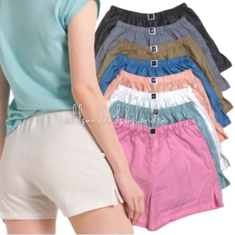 Ladies' Plain Woven Boxer Sleepwear Shorts with Side Slit | Shopee ...