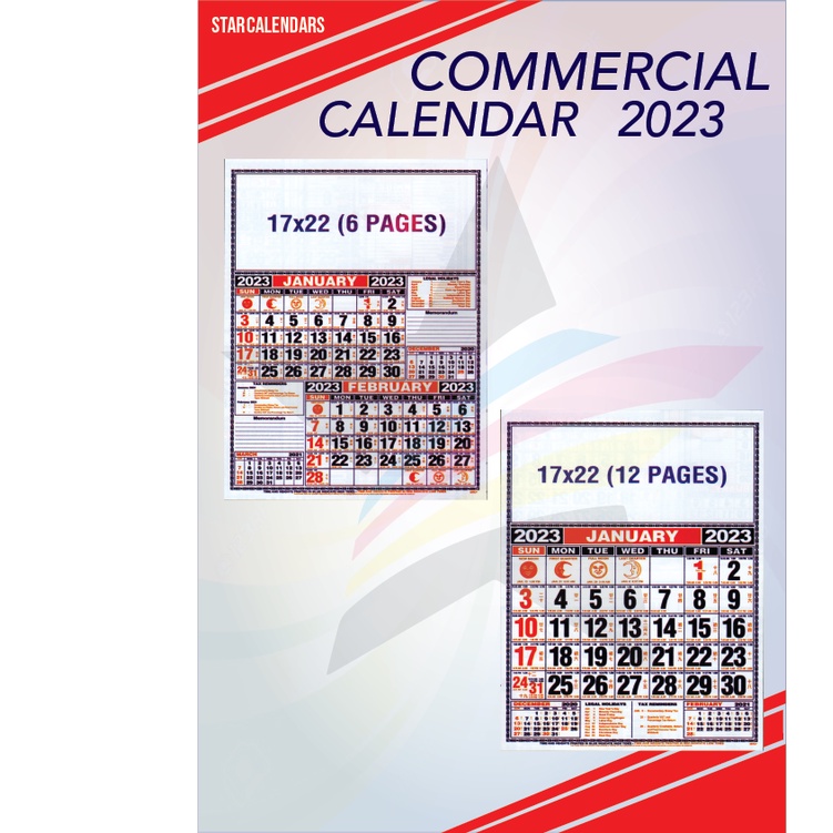 Commercial Calendars 2024 (17 x 22) Shopee Philippines