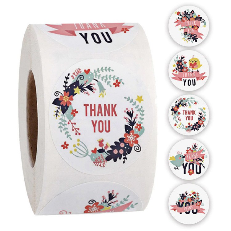 1Roll 500pcs Thanks regards Flower Round Seal Sticker Tags Packing ...