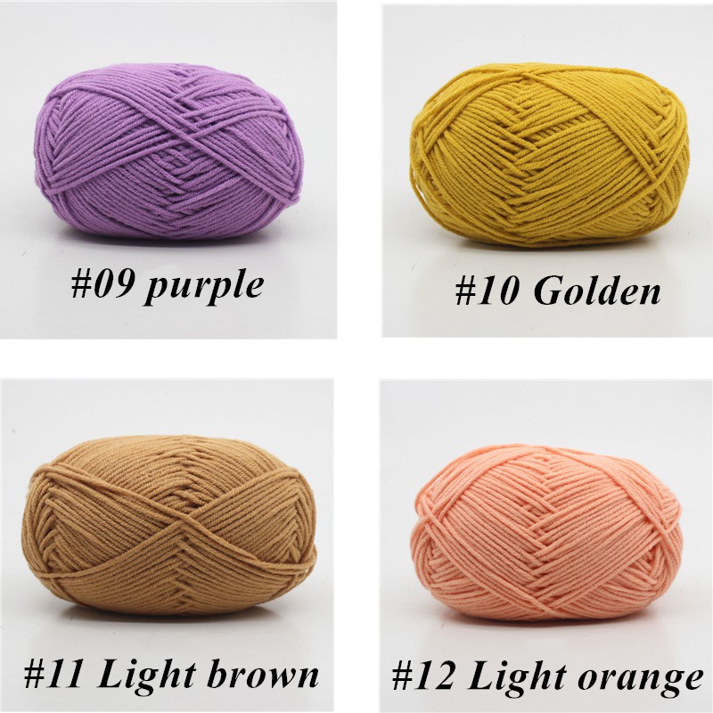 5balls*50g Natural Soft Health Organic Cotton Yarn Thin Yarn for Knitting  Fine Baby Wool Crochet Yarn Weave Thread (Color : 21)