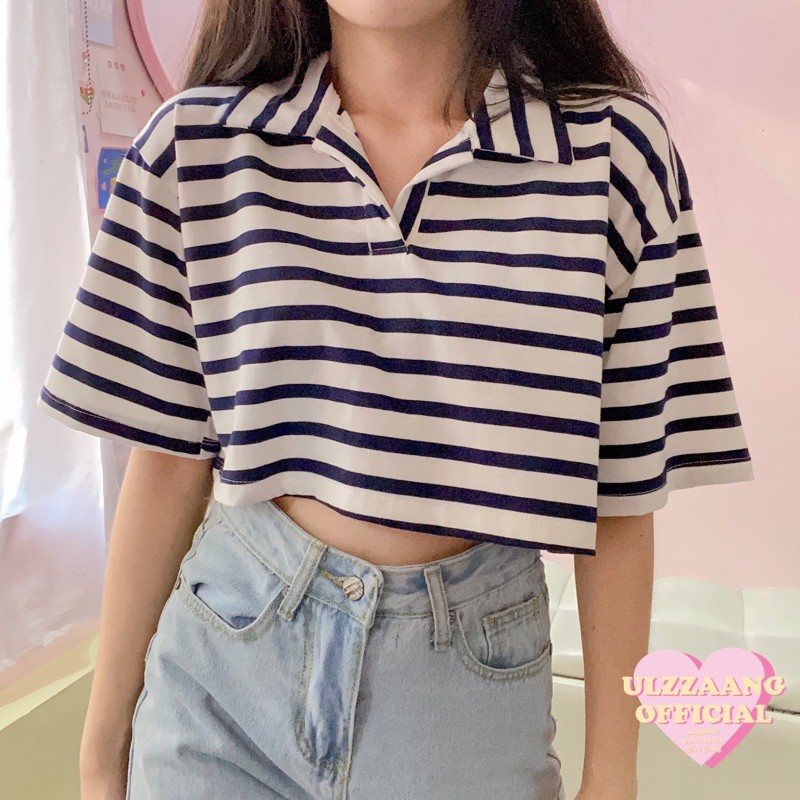 Korean Aesthetic Polo Tumblr Shirt Crop Top Ulzzaang Official Shopee Philippines