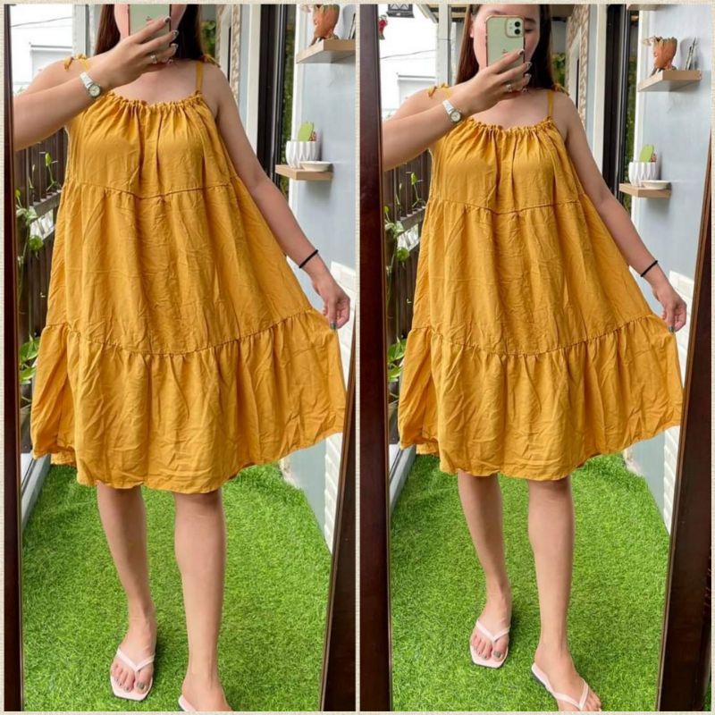 CHALLIS PLAIN ISLA DRESS FREE SIZE FIT UP TO 2XL