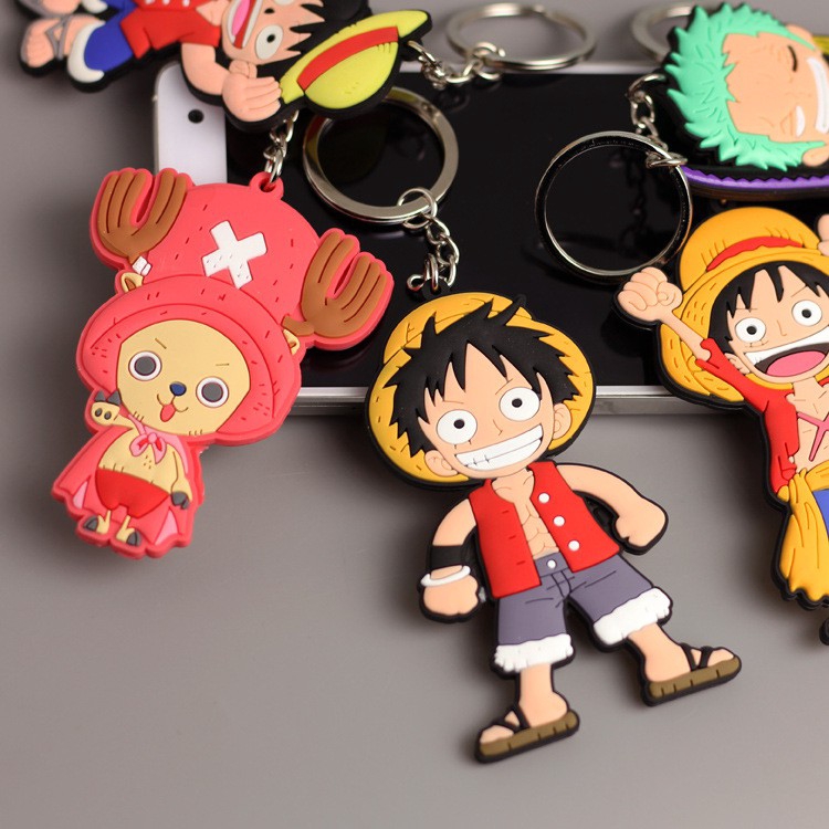 One Piece Luffy Zoro Chopper Keychains Double Side Soft Keychain Gift