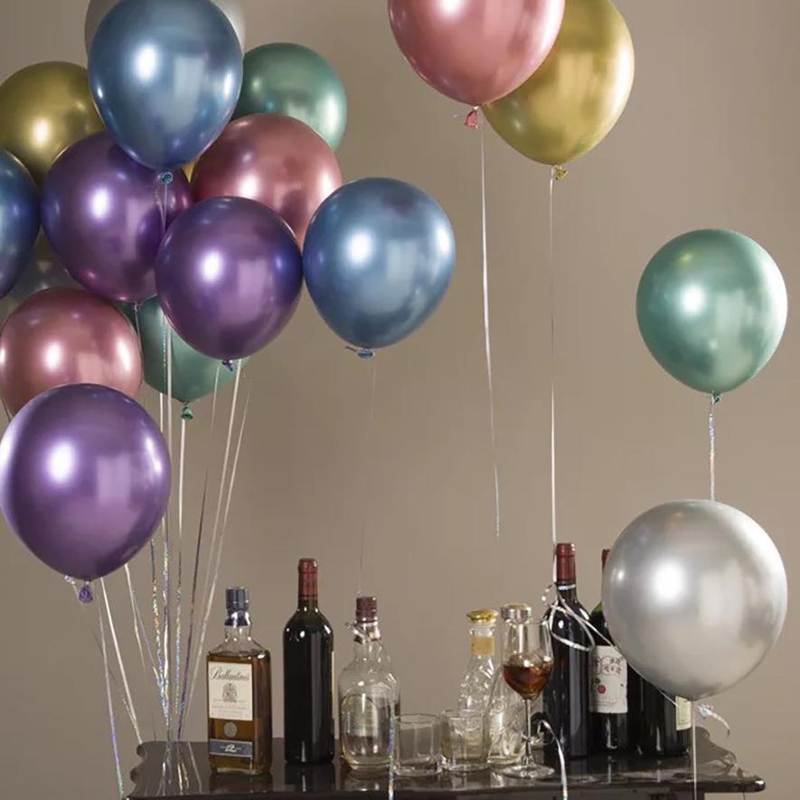 Helium 50 Ballons 12 Metallisch-chrom Latex-Ballons – Mit Perleffekt, Für Helium, Geburtstag Hochzeit Helium Ballons Metallisch