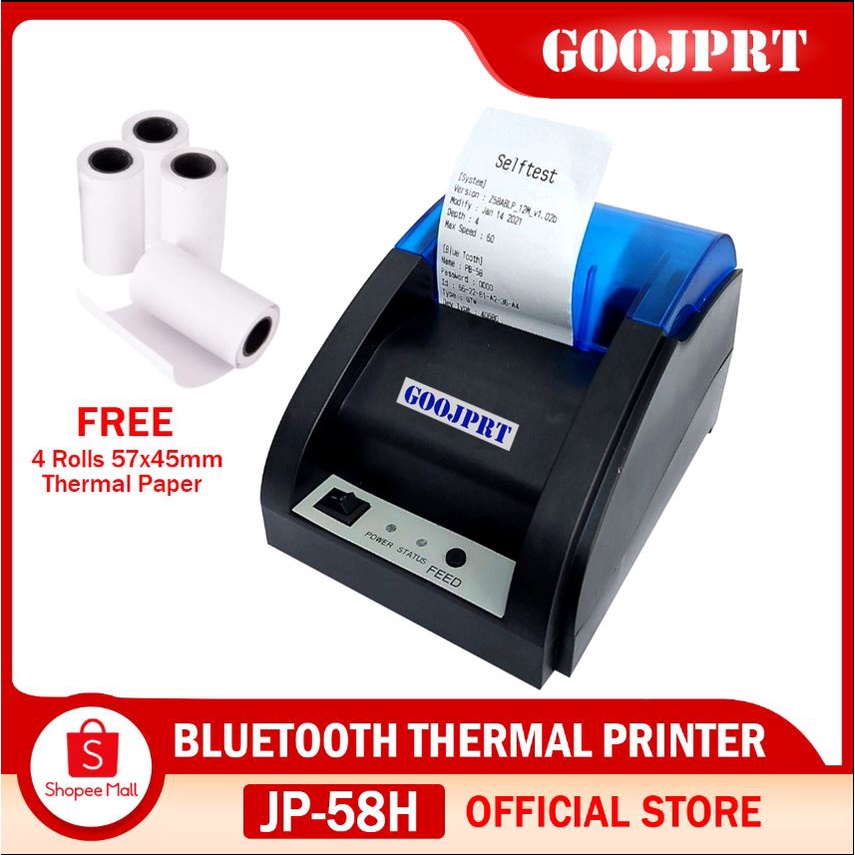 GOOJPRT JP58H Thermal Receipt Mini Printer (Bluetooth + Usb Connection