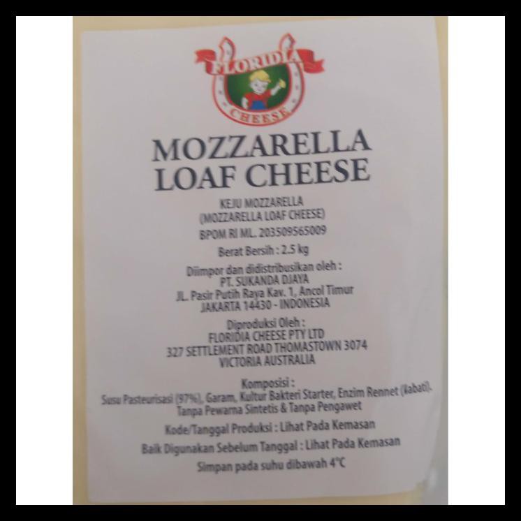 Mozarella Cheese Promo / Mozzarella Floridia Cheese 2.5 Kg Delicious