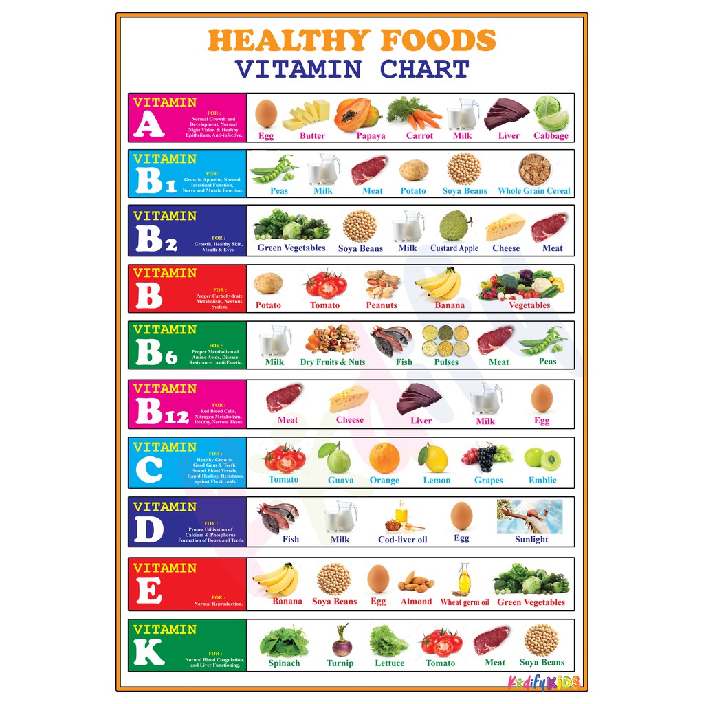 Foods Educational Wall Chart & Kids Learning Materials - A4 Size ...