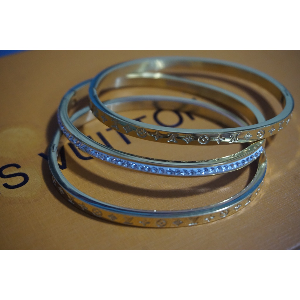 3 PIECES LV BANGLE ACTUAL PHOTO HIGH QUALITY STAINLESS STEEL | Shopee ...