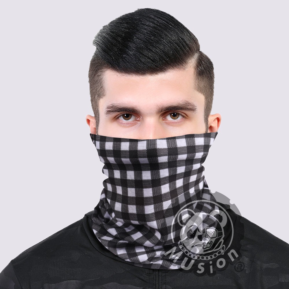 Musion Black Check Anti Dust UV Buff Bandana Head Scarf Mask | Shopee ...