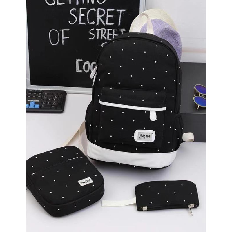 Korean 3in1 Backpack Set men shoulder bag set jingpin backpack set three in one backpack canvas bag Shopee Philippines