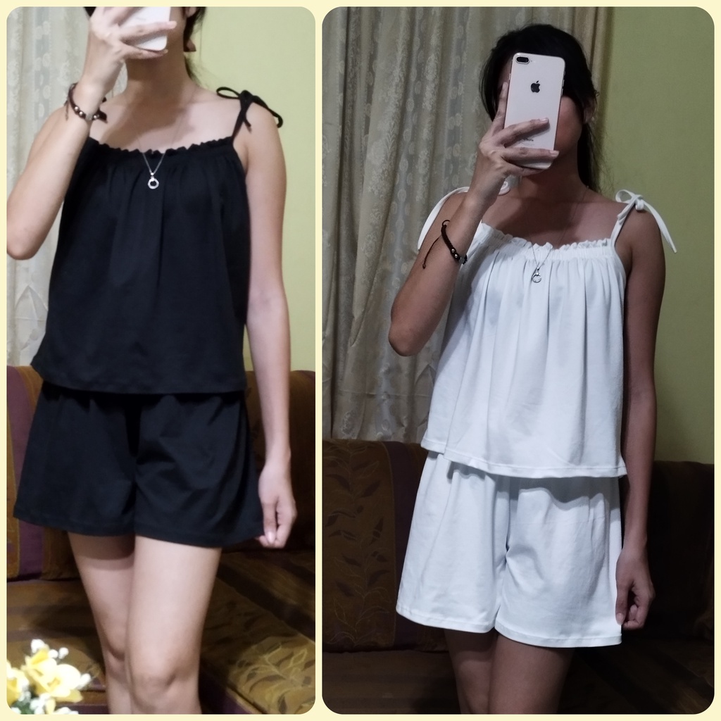 Pambahay Terno Women Coordinates Top and Shorts Free Size Self