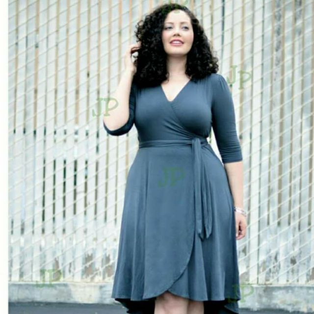 Plus size V neck Wrap Dress Shopee Philippines