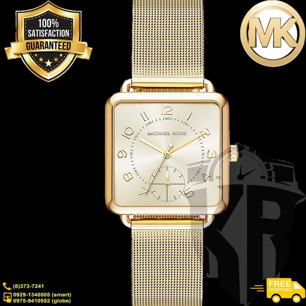 Michael Kors Womens Brenner Gold Tone Stainless Steel Mesh Bracelet Watch by K R Shop