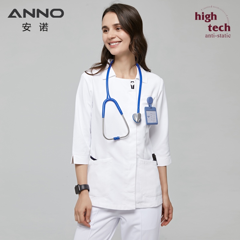 ANNO White Medical Scrubs Set Anti-static Antibacterial Nursing Nurse Suit  Hospital Dress Caregiver Clothes Paramedic Uniforms Slim Fit