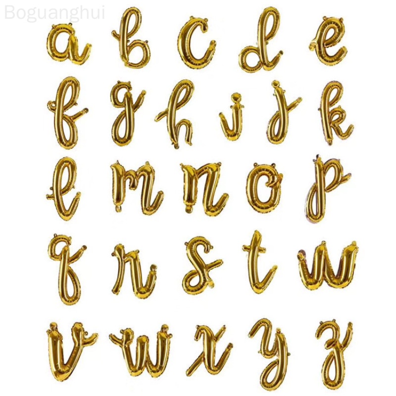 16inch（1.33ft） Cursive script gold letter A-Z number 0-9 happy birthday ...
