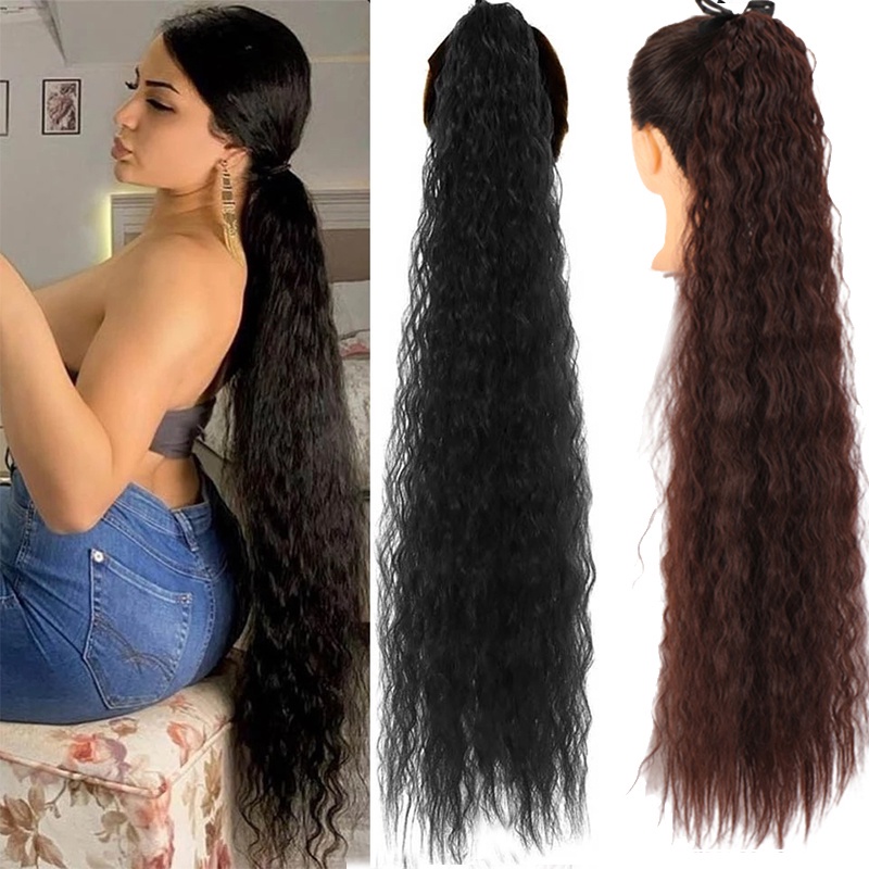 32 inch ponytail wig corn curly tied ponytail hairpiece kinky