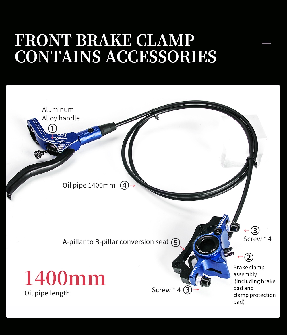 TANKE MTB Bike Hydraulic Disc Brake Set 160mm Rotors Oil Calliper Plate ...