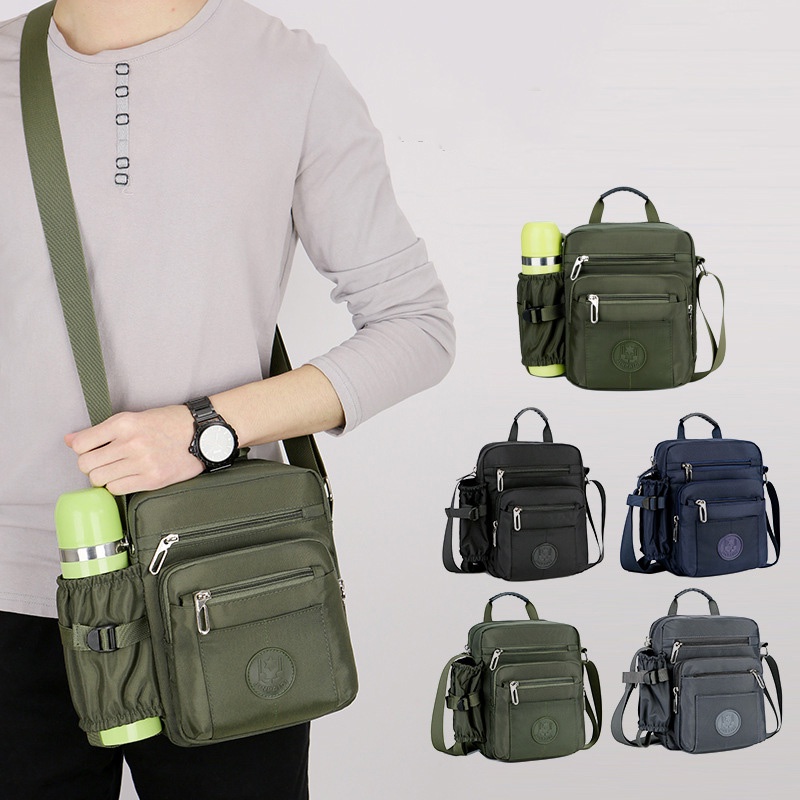 New men's nylon shoulder bag large capacity messenger bag casual multi ...