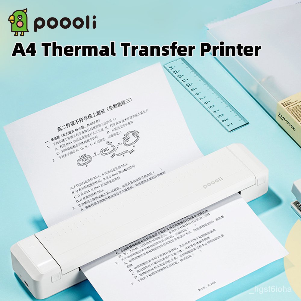 Poooli A4 Paper Printer Direct Thermal Transfer Printer Mobile Printer  Portable Photo Printer 
