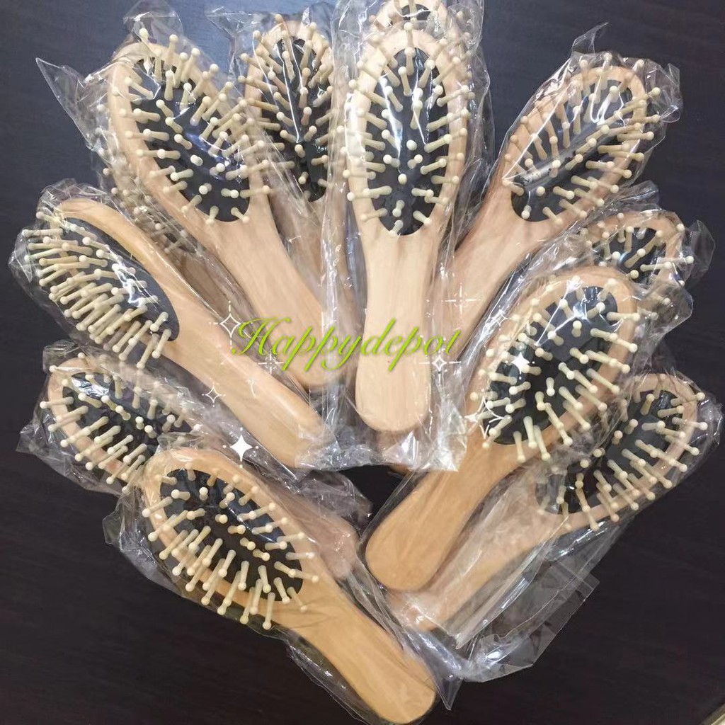 Small Wooden Comb Hair Brush (Black and White) | Shopee Philippines