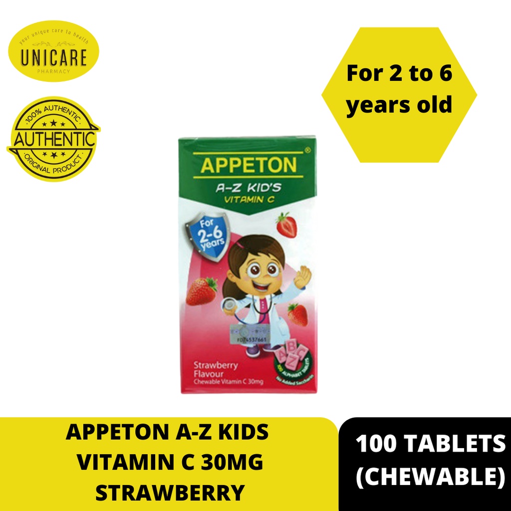 APPETON AZ KIDS VITAMIN C 30MG STRAWBERRY 100'S [FOR 2 TO 6 YEARS OLD