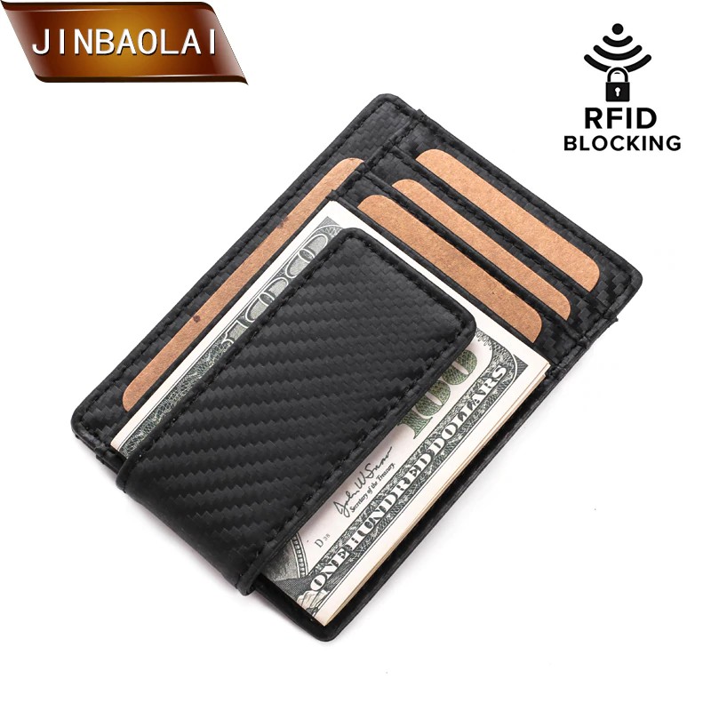 JINBAOLAI Mens Wallet Slim Genuine Leather Magnetic Money Clip