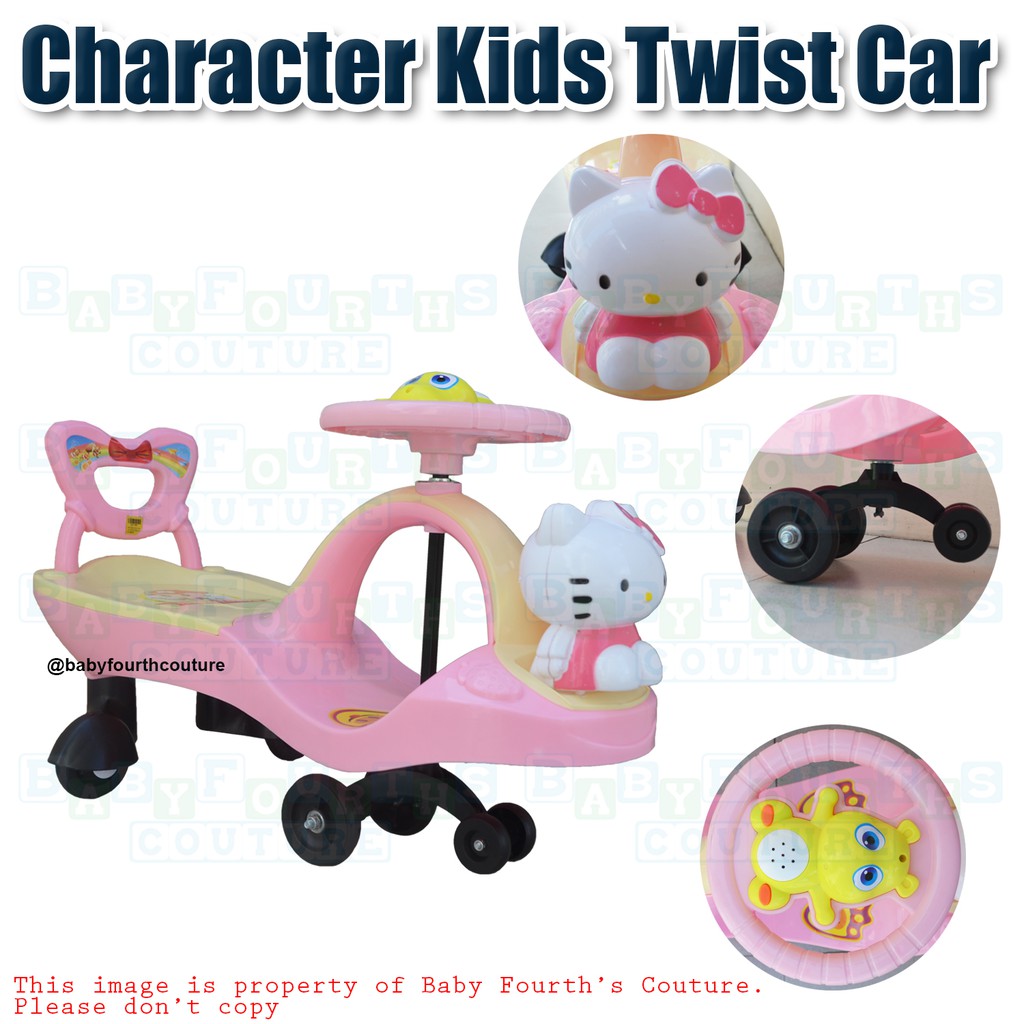 Baby Fourths Hello Kitty Roller Twist Car for Kids Ride On Toy Car for Kids Wiggle Outdoor Play