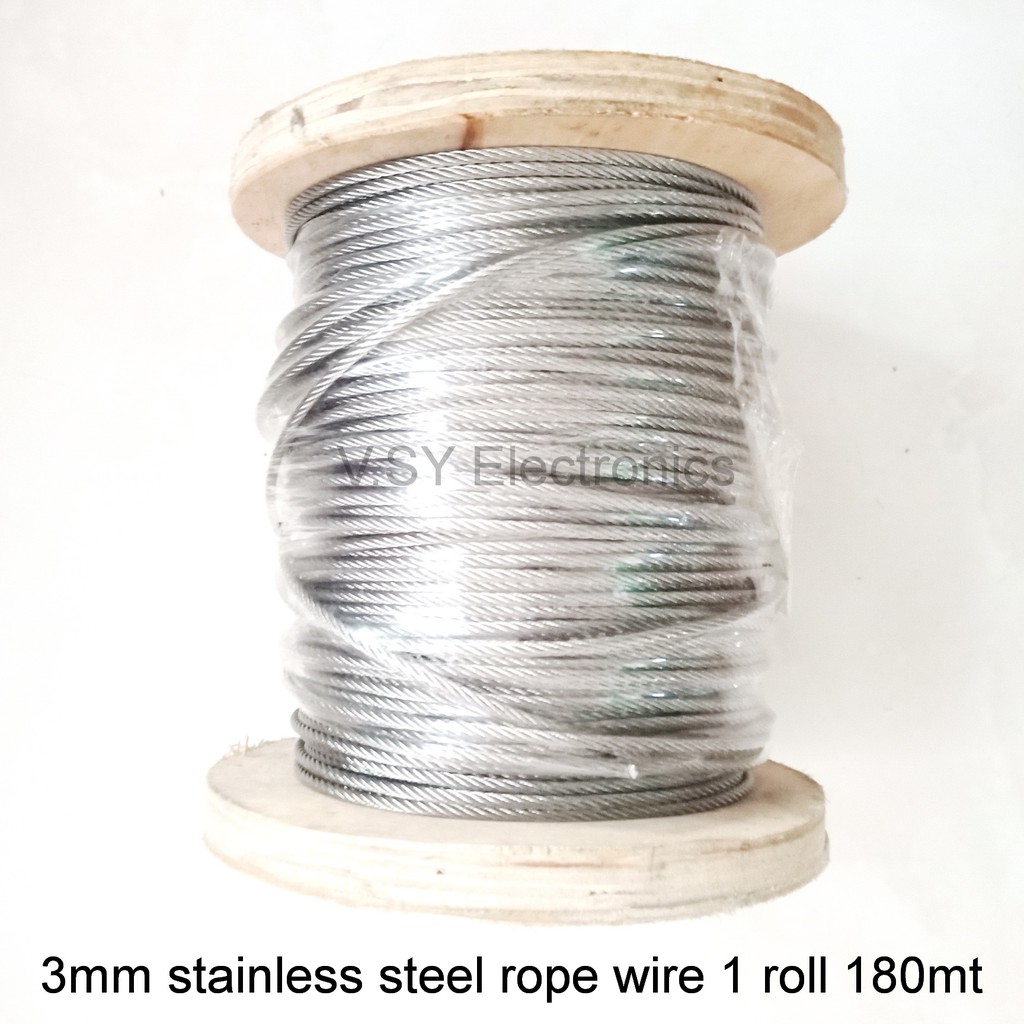 1 Roll 3mm Stainless Steel Rope Wire Guy Wire Cable Approx 180mt / Roll