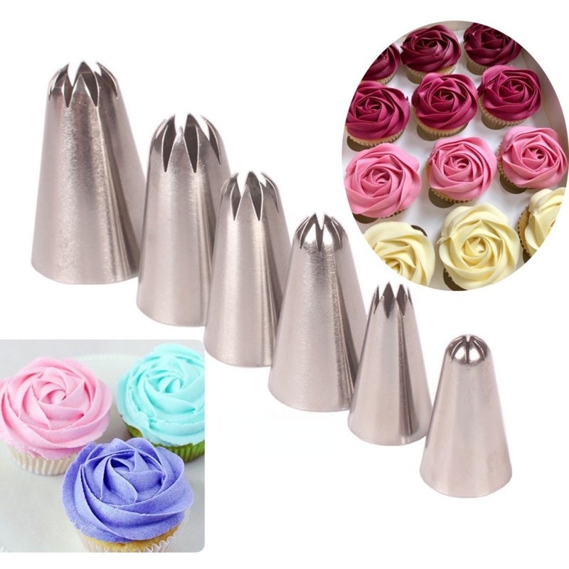 6Pcs Rose Buttercream Nozzle Tip 1M Nozzle 2D Nozzle 2F Nozzle for ...