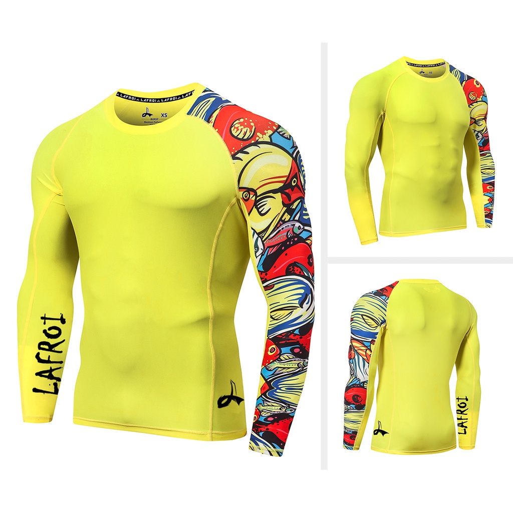 LAFROI Men's Long Sleeve SwimSuit Rush guard UPF 50+ Fit Compression Rash Guard Sportswear Gym