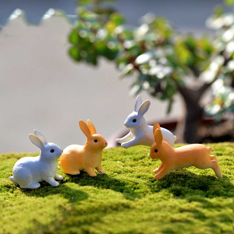 1 Pc Running Rabbit Miniature Figurine Sitting Hare DIY Accessories ...