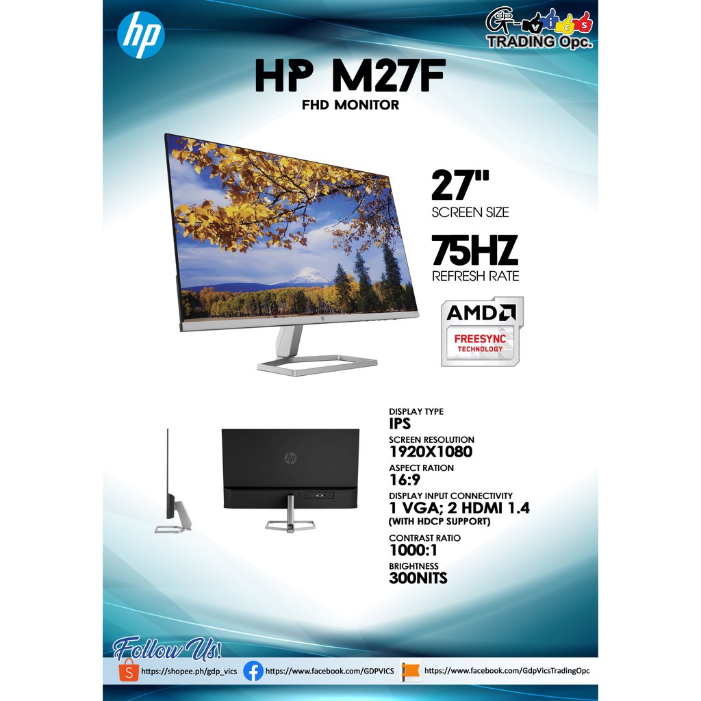HP M27f FHD 27-inch Monitor | Shopee Philippines