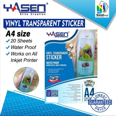 YASEN VINYL STICKER A4 SIZE 20 SHEETS PER PACK | Shopee Philippines