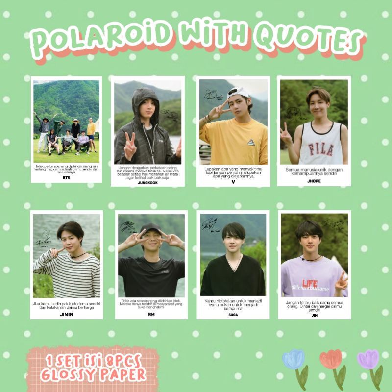Polaroid BTS SET QUOTES VERSION JUNGKOOK JIMIN TAEHYUNG SUGA JIN RM ...