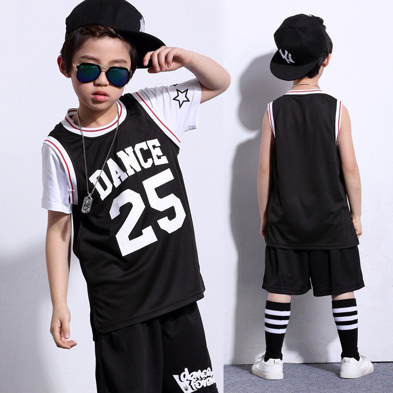 LOLANTA Boys 2 Piece Tank Top and Shorts Set, Kids Hip Hop Street Dance Costume Basketball Outfits